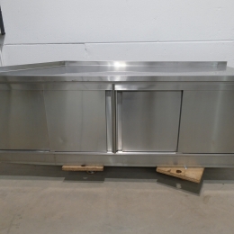 Stainless steel work table cabinet - 252x70x114 cm